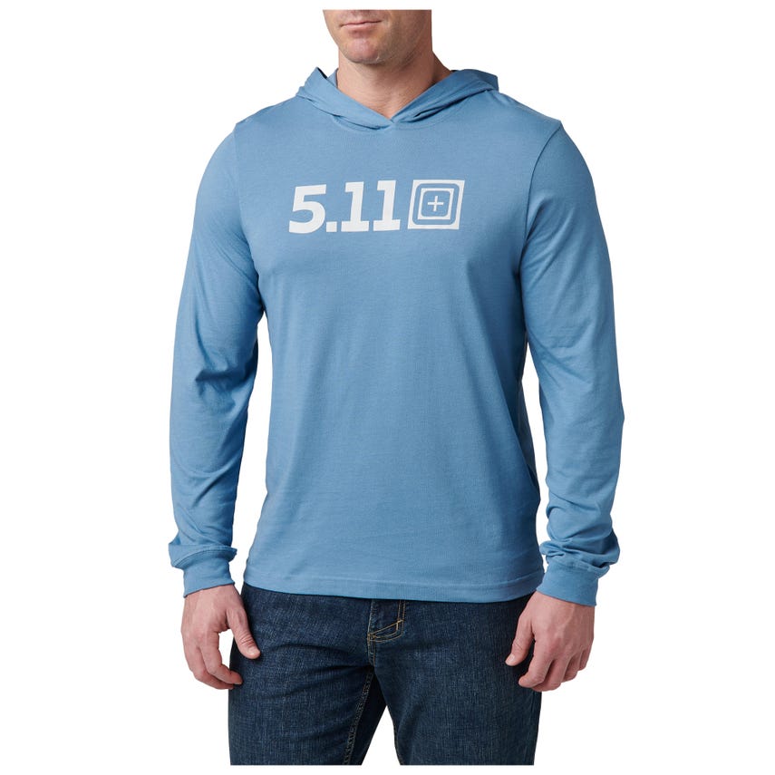 5.11 Tactical HOODED Long Sleeve TEE-Long Sleeves-5.11 Tactical-Mineral Blue-Small-TacSource