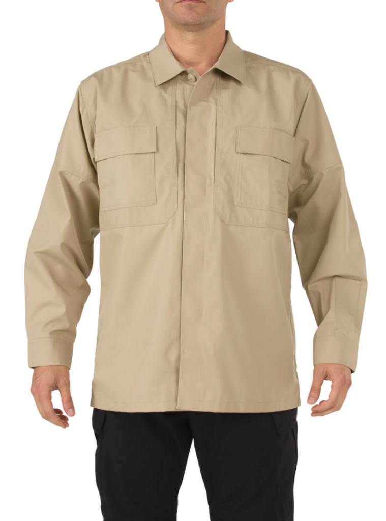 5.11 Tactical Ripstop TDU Long Sleeve Shirt-Long Sleeves-5.11 Tactical-TDU Khaki-XS-Regular-TacSource