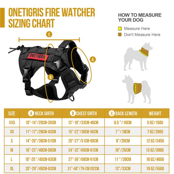 ONETIGRIS FIRE WATCHER Dog Harness 2.0 - Plastic Buckle - Black - Large