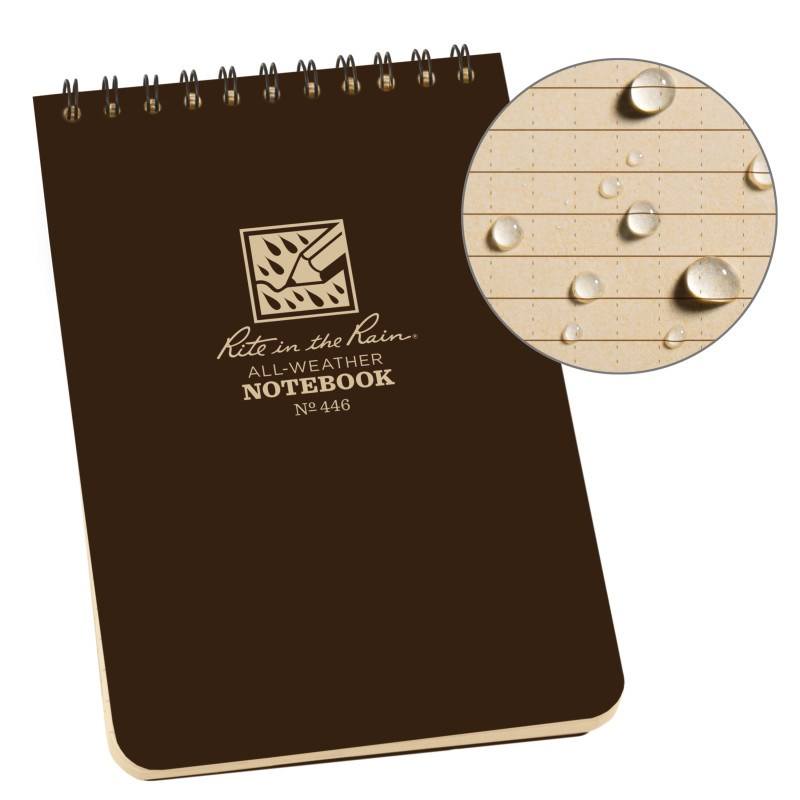 Rite in the Rain No446 Top Spiral 4x6 Notebook Universal Brown-Pens, Notebooks and Stationery-Rite in the Rain-TacSource