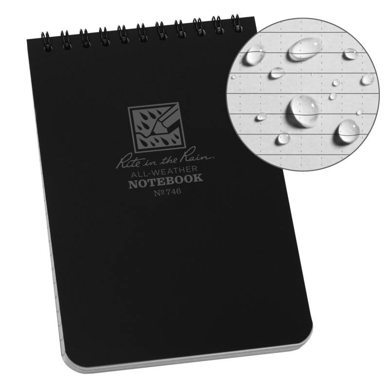 Rite in the Rain No.746 Top Spiral 4x6 Notebook Universal Black-Pens, Notebooks and Stationery-Rite in the Rain-TacSource