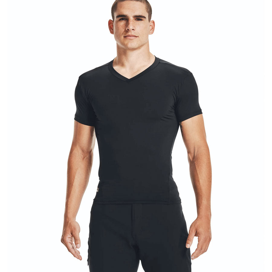 Under Armour Tactical V-Neck Compression Heatgear Tee-Tees & Tanks-Under Armour-Black-Small-TacSource